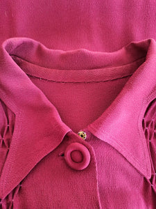 1940s - Stunning Honeycomb Puff Sleeves Blouse - W36 (92cm)