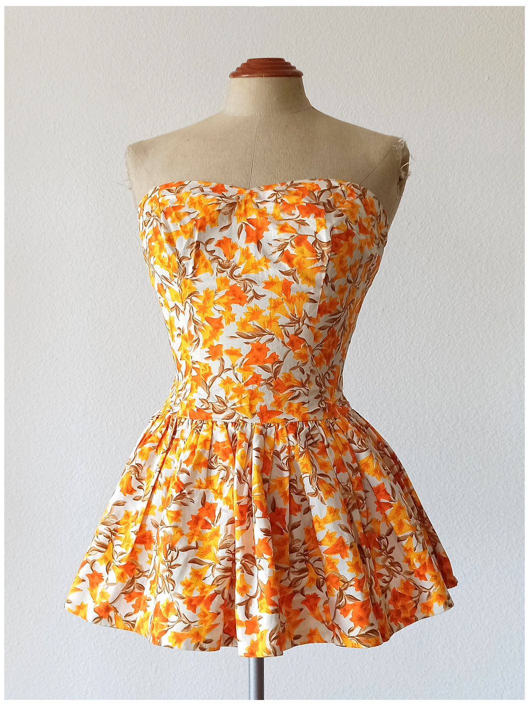 1950s - Gorgeous Italian Floral Cotton Jumpsuit - W22 (56cm)