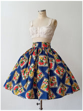 Charger l&#39;image dans la galerie, 1950s - Stunning Novelty Asparagus Print Cotton Skirt - W28.5 (72cm)
