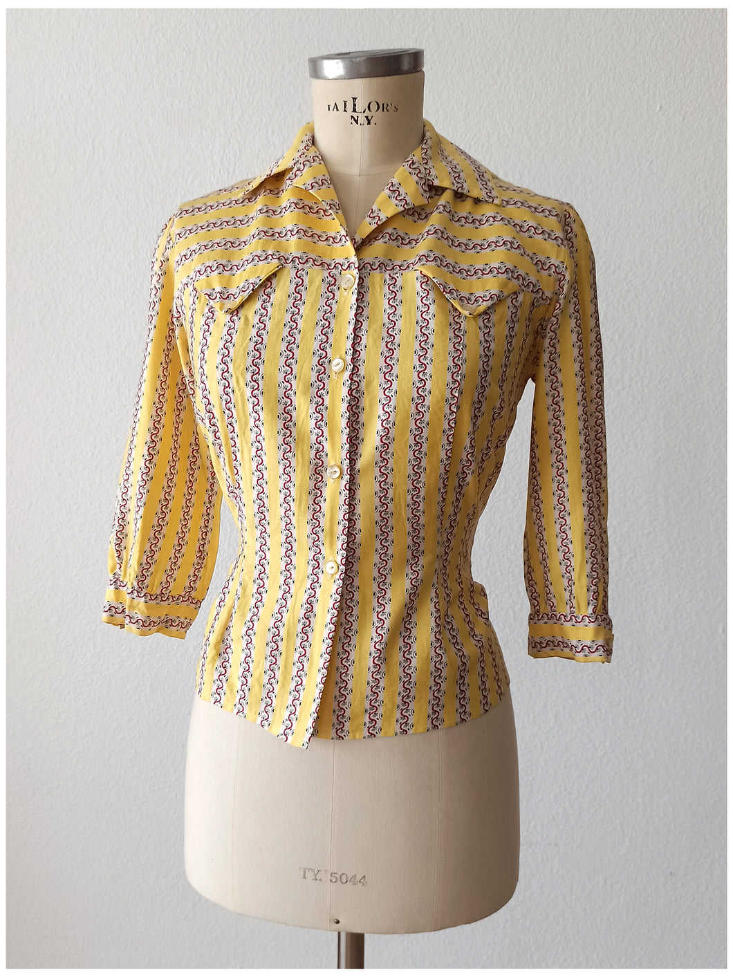 1940s 1950s - Fabulous French Cotton Blouse - Sz 44