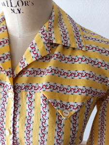 1940s 1950s - Fabulous French Cotton Blouse - Sz 44