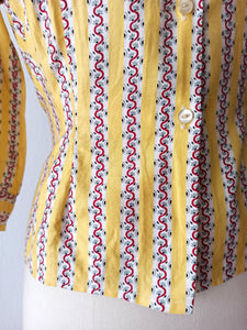1940s 1950s - Fabulous French Cotton Blouse - Sz 44