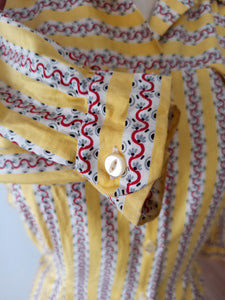 1940s 1950s - Fabulous French Cotton Blouse - Sz 44