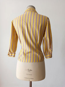 1940s 1950s - Fabulous French Cotton Blouse - Sz 44
