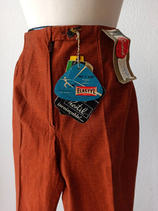 1960s - ERDNA, France - Deadstock Brick Color Sport Pants - W24.5 (62cm)