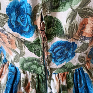 1950s - Stunning Roseprint Cotton Dress - W28 (70cm)