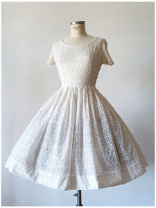 1950s - Exquisite Embroidery Chiffon Dress - W30 (76cm)