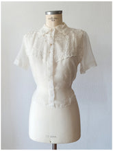 Load image into Gallery viewer, 1940s 1950s - Exquisite French Embroidery Nylon Blouse - W35 (88cm)
