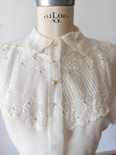 Load image into Gallery viewer, 1940s 1950s - Exquisite French Embroidery Nylon Blouse - W35 (88cm)
