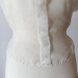 1940s 1950s - Exquisite French Embroidery Nylon Blouse - W35 (88cm)