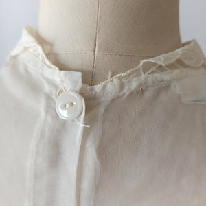 1940s 1950s - Exquisite French Embroidery Nylon Blouse - W35 (88cm)