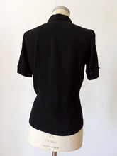 Laden Sie das Bild in den Galerie-Viewer, 1940s - Beautiful Black Embroidery Crepe Blouse - W37 (94cm)

