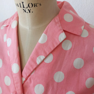 1950s 1960s - GERMANY - Iconic Pink Dotted Cotton Dress - W26 (66cm)