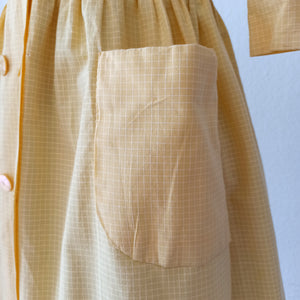 1950s 1960s - Adorable Butter Yellow Cotton Dress - W28 (71cm)