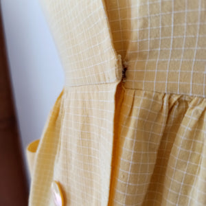 1950s 1960s - Adorable Butter Yellow Cotton Dress - W28 (71cm)