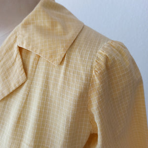 1950s 1960s - Adorable Butter Yellow Cotton Dress - W28 (71cm)