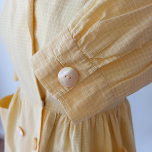 1950s 1960s - Adorable Butter Yellow Cotton Dress - W28 (71cm)