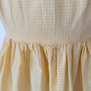 1950s 1960s - Adorable Butter Yellow Cotton Dress - W28 (71cm)