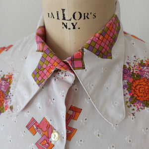 1960s 1970s - Cute Cotton Blouse