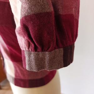 1960s - Puffed Sleeves Plaid Wool Top - W30 (76cm)