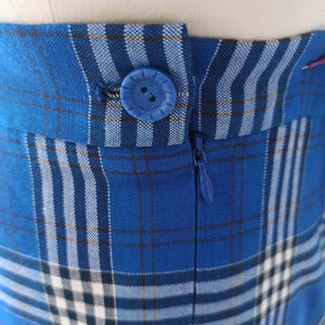 1970s - Blue Plaid Skirt - W31 (79cm)