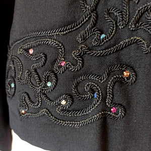 1940s - FRANCE - Outstanding Rhinestones Gabardine Blazer - W29 (74cm)