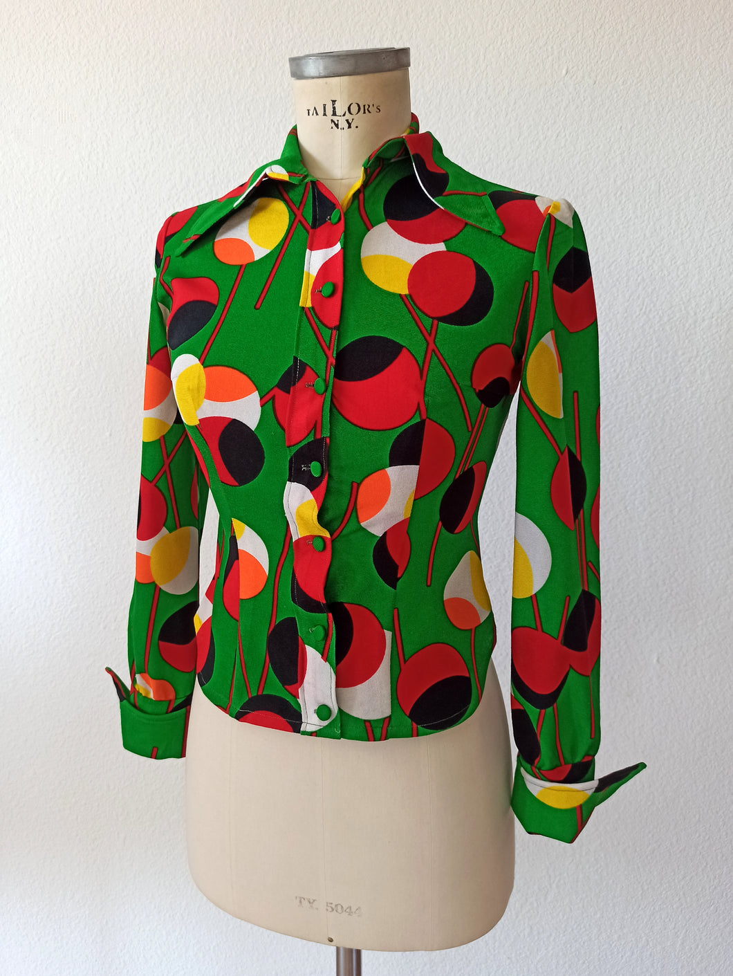 1960s 1970s - Stunning Abstract Blouse - Sz XS/S