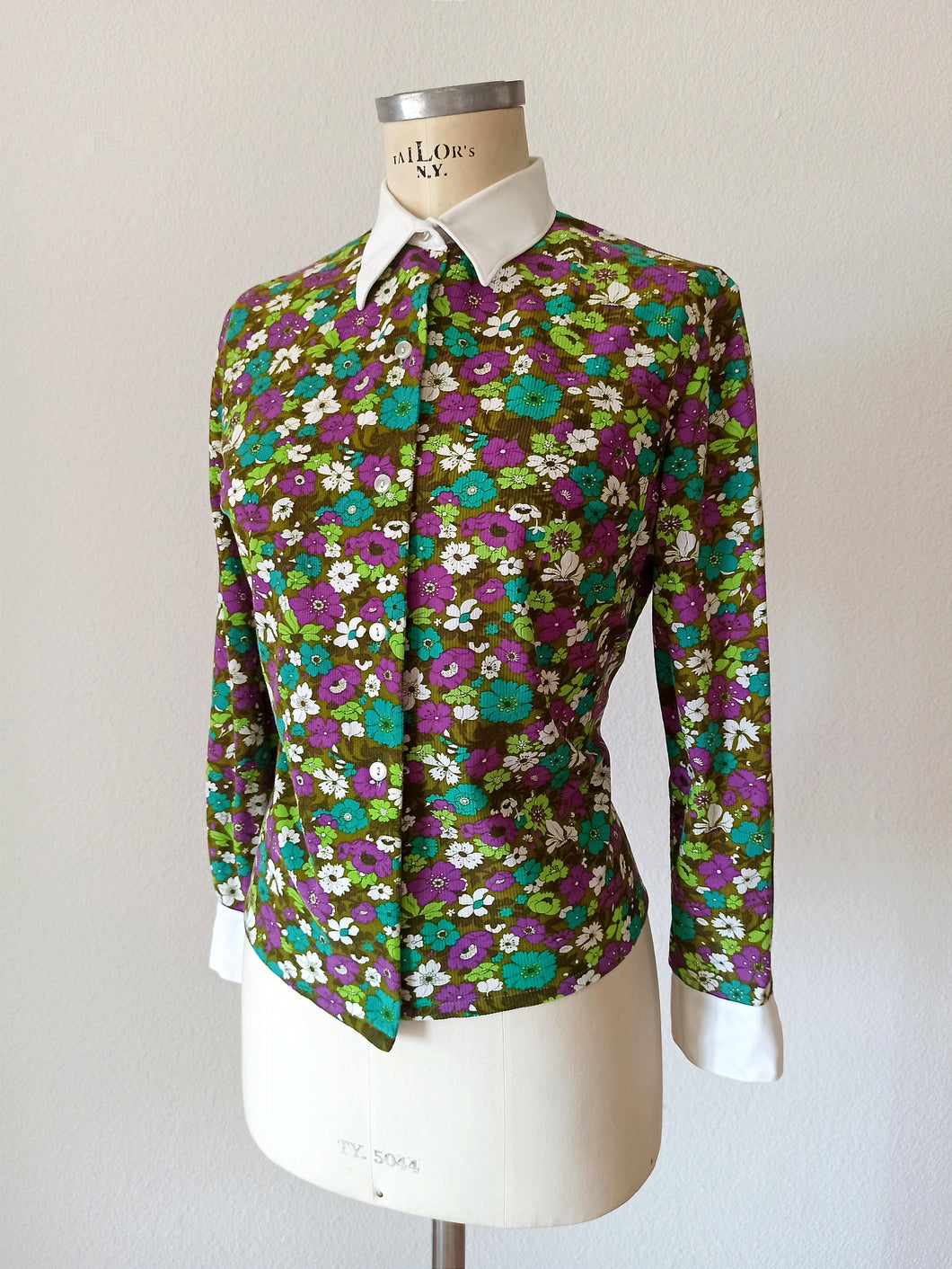 1960s - ARNO - Floral Blouse - Sz S/M