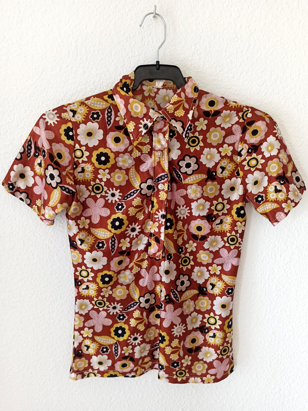 1960s - Glanz Floral Blouse - XXS/XS