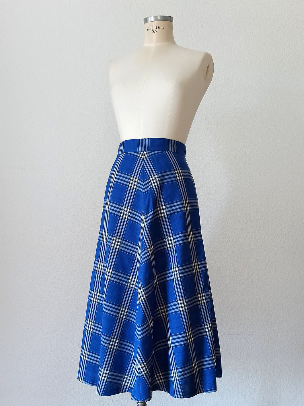 1970s - Blue Plaid Skirt - W31 (79cm)