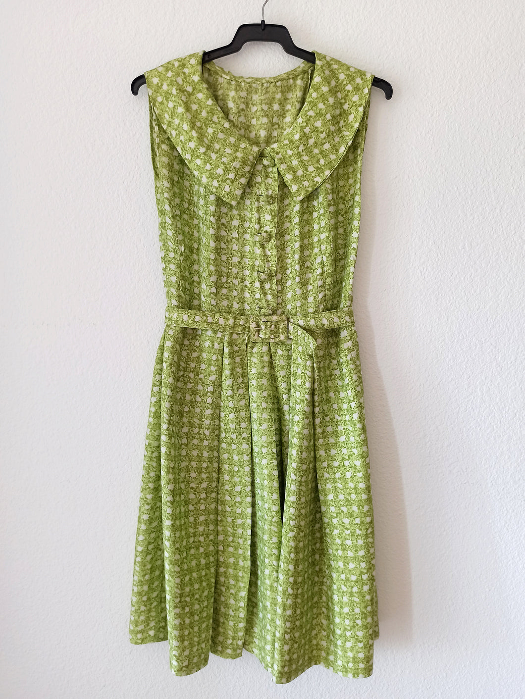 1960s - PARIS - Green Silk Dress - W30 (76cm)