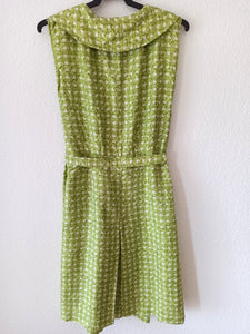 1960s - PARIS - Green Silk Dress - W30 (76cm)