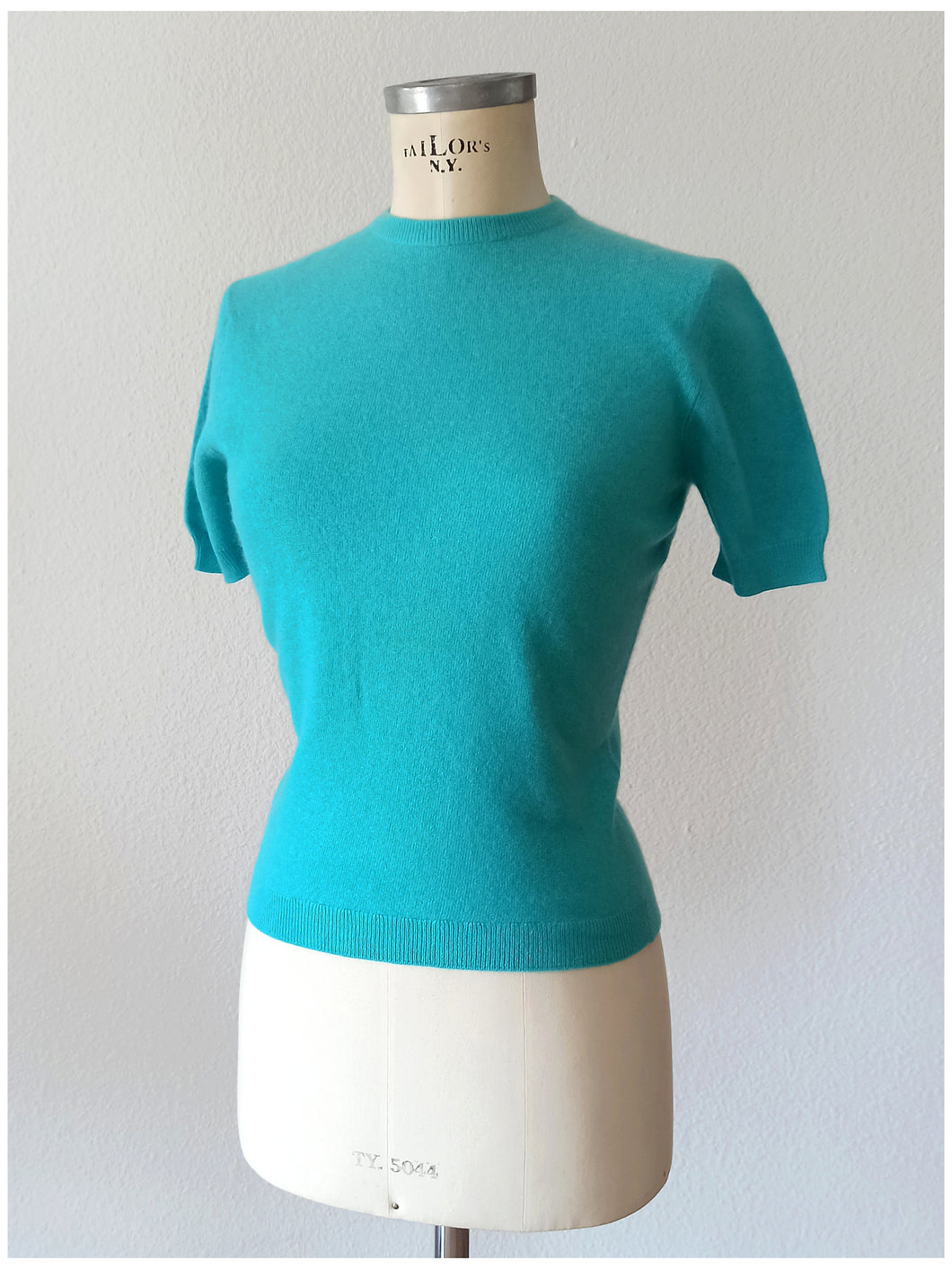 1950s - PRINGLE OF SCOTLAND - Blue Cashmere Jumper - Sz 36