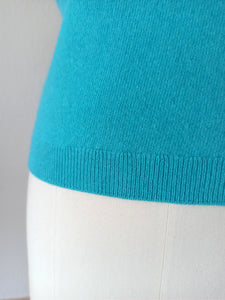 1950s - PRINGLE OF SCOTLAND - Blue Cashmere Jumper - Sz 36