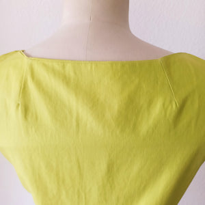 1950s 1960s - Gorgeous Arctic Lime Cotton Dress - W29 (74cm)