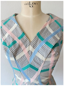 1940s 1950s - Adorable Pastel Colors Cotton Dress - W29 (74cm)