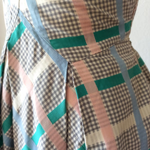 1940s 1950s - Adorable Pastel Colors Cotton Dress - W29 (74cm)