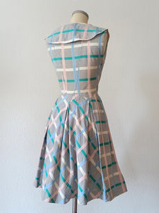1940s 1950s - Adorable Pastel Colors Cotton Dress - W29 (74cm)