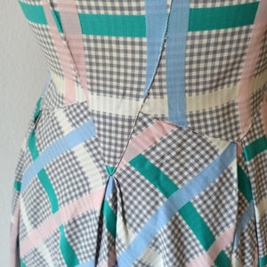 1940s 1950s - Adorable Pastel Colors Cotton Dress - W29 (74cm)
