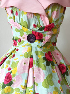 1950s 1960s - Spectacular Roseprint Dress - W28.5 (72cm)