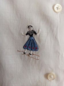 1950s - Exquisite Fuerteventura Island Embroidery Blouse - W35 (90cm)