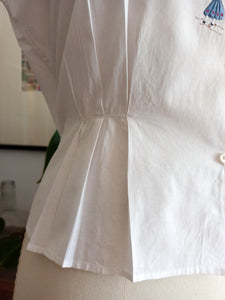 1950s - Exquisite Fuerteventura Island Embroidery Blouse - W35 (90cm)
