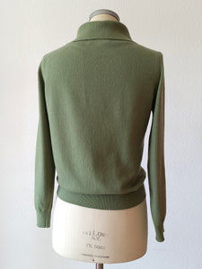 1950s 1960s - PRINGLE OF SCOTLAND - Olive Green Cashmere Sweater - Sz 36