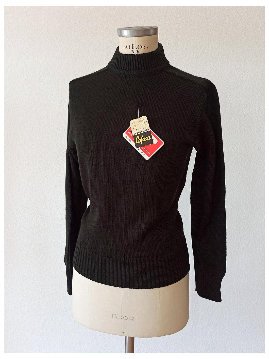 1960s - DEADSTOCK - Cofasa, Spain - Black Sweater - Sz 4