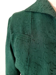 1940s - Delicious Green Rayon Crepe Dress - W34.5 (88cm)