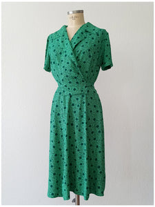 1940s - DAKO MODEN, Germany - Green Rayon Dress - W27 (68cm)