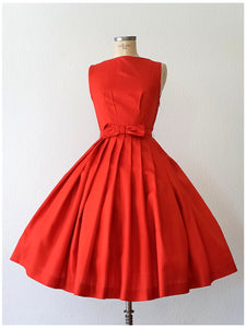 1950s 1960s - Stunning Orange Red Dress - W26 (66cm)