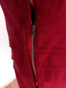 1940s - Outstanding Burgundy Gabardine Rayon Dress - W28.5 (72cm)