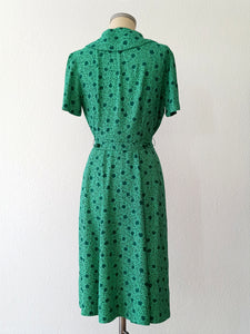 1940s - DAKO MODEN, Germany - Green Rayon Dress - W27 (68cm)