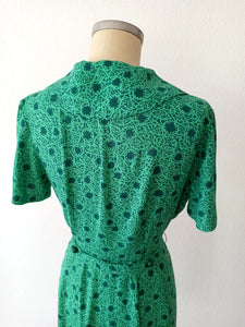 1940s - DAKO MODEN, Germany - Green Rayon Dress - W27 (68cm)
